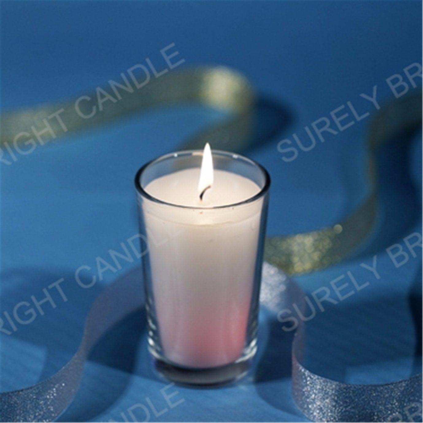 Glass Jar Candle with Color Changing of White Candle