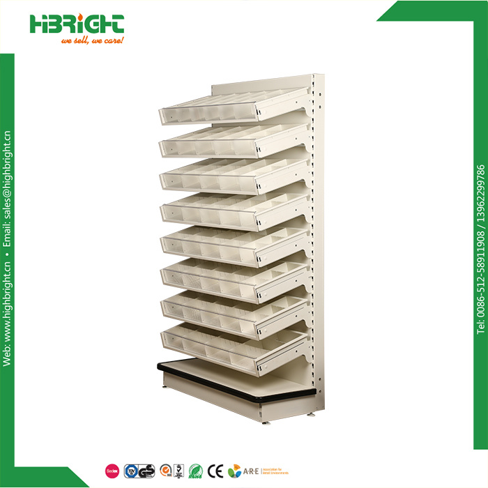 Pharmacy Rack Drugstore Gondola Shelf with Drawer