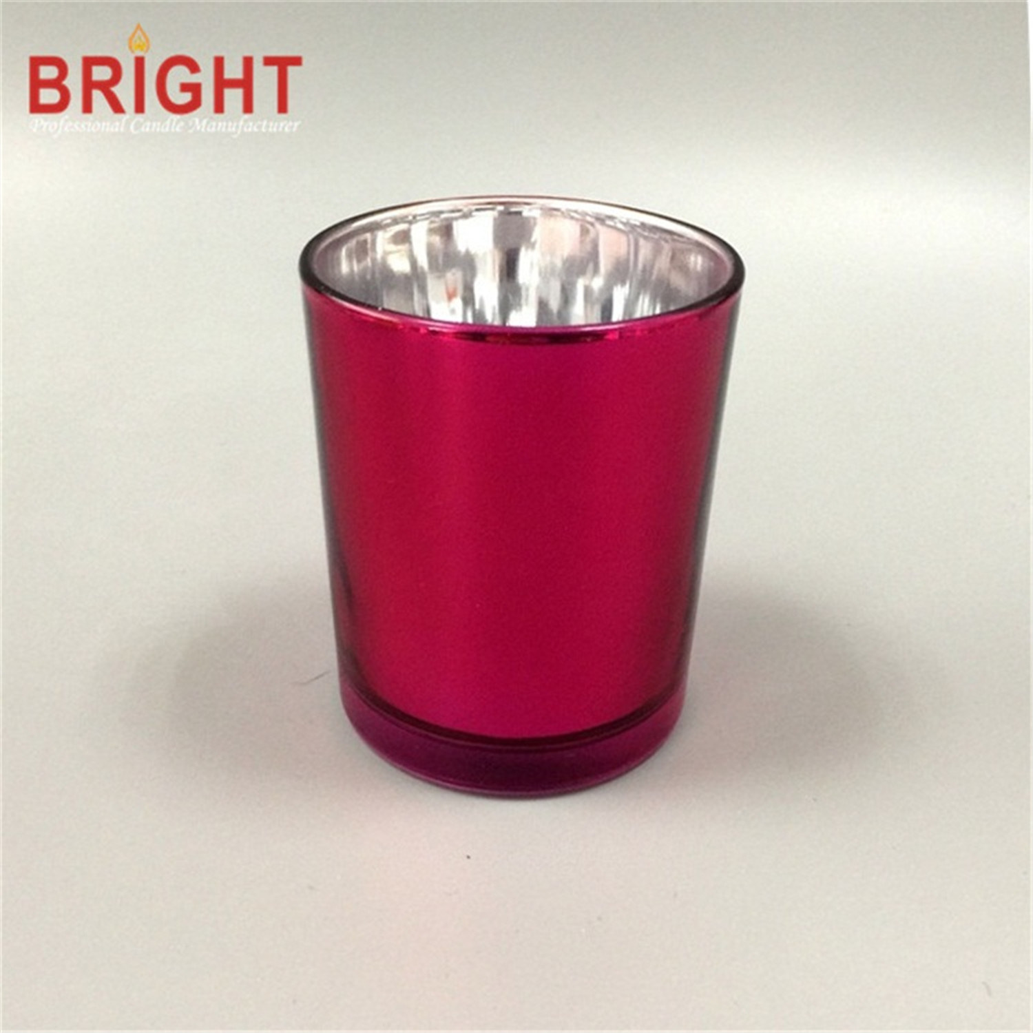 Pink Silver Electroplating Glass Jar Candle for Christmas Gift