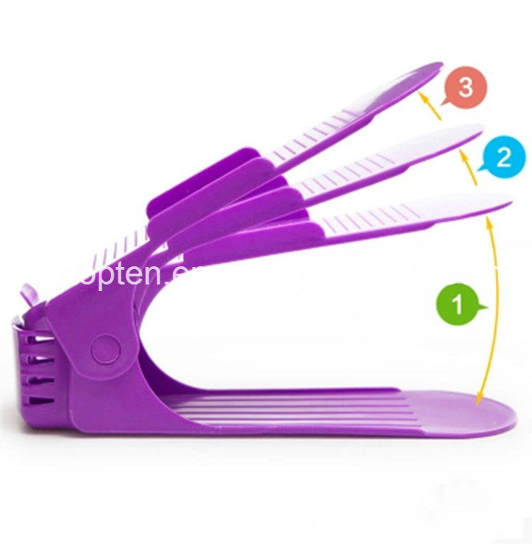 Plastic Double Adjustable Layer Shoes Rack