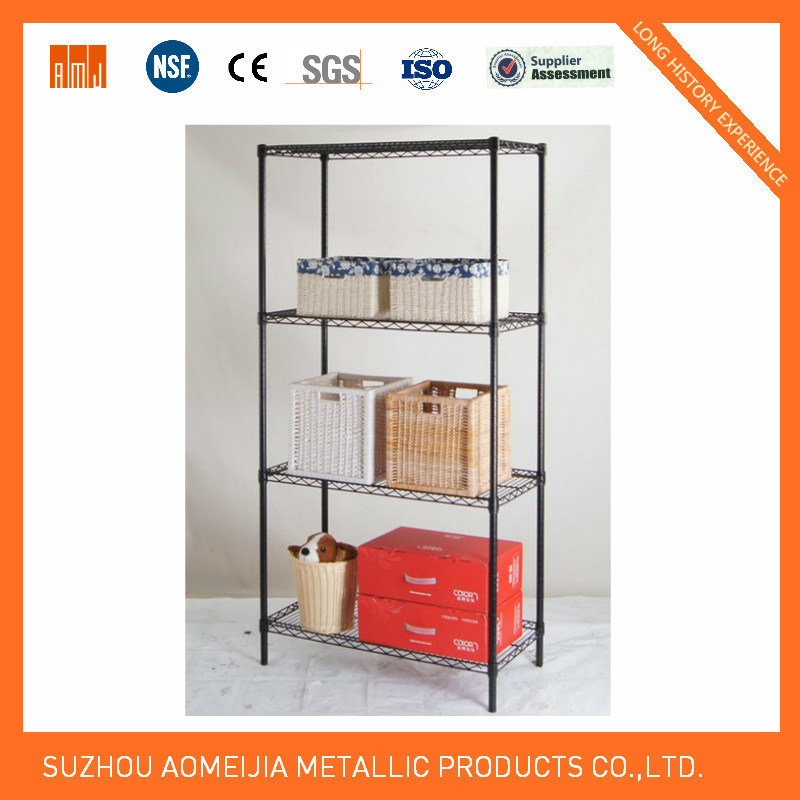 Ce SGS Approved 4 Tier Black Heavy Duty Wire Display Shelf