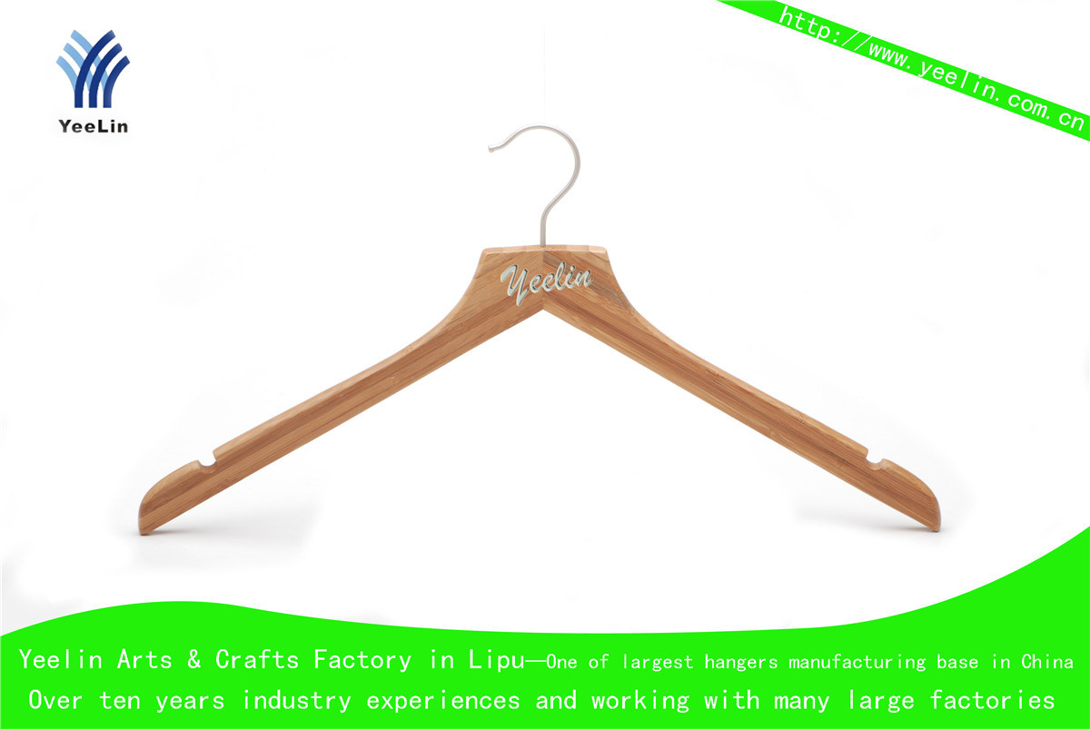 High Quality, Cheap Price and Regular Clothes Bamboo Hanger Ylbm6712-Ntln1 for Supermarket, Wholesaler with Shiny Chrome Hook