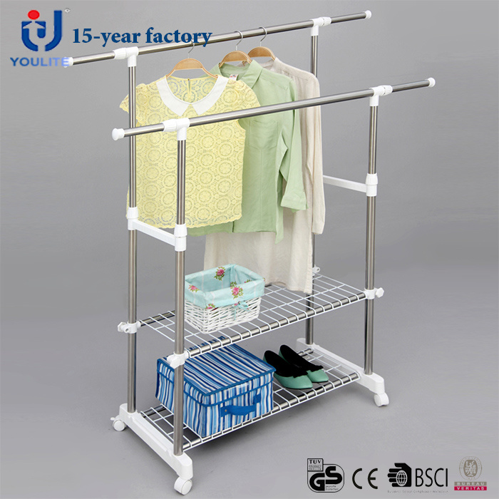 Stainless Steel Double Pole Telescopic Clothes Hanger