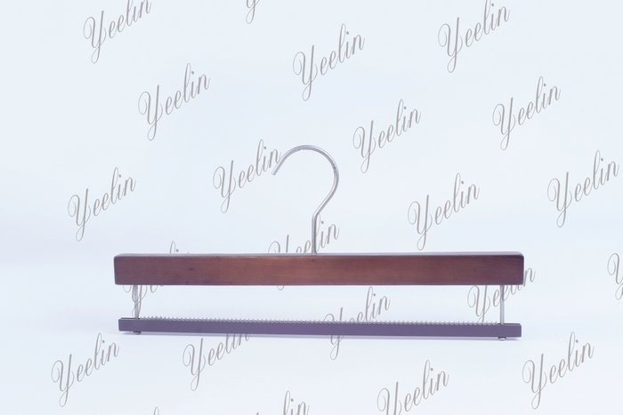 Pants Wood Hanger with Rubberized Crossing Bar for Supermarket, Wholesaler