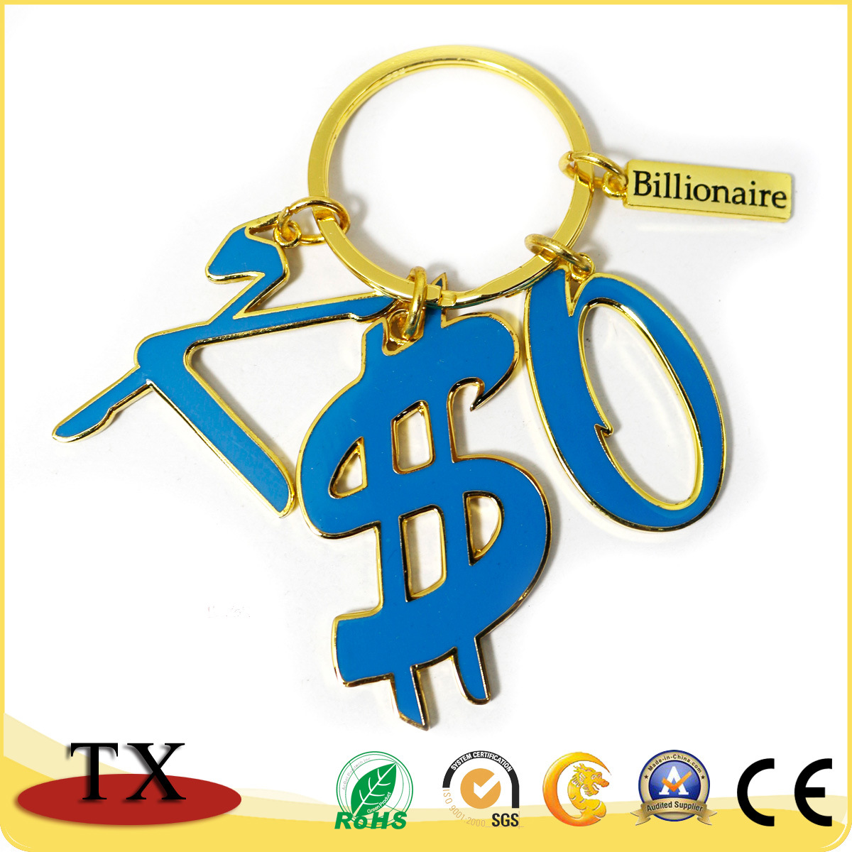 Promotion Gift Alphabets Key Ring Key Chain with Custom Logo