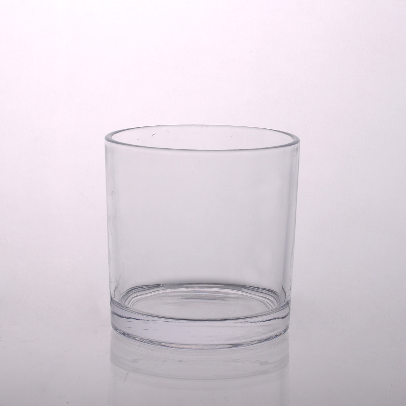 Straight Pressed High White Glass Candle Holder