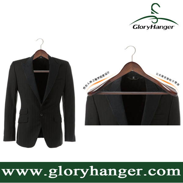 Luxury Hotel Wooden Coat Hanger for Garment Suit Clothing Display with Antislip Square Bar