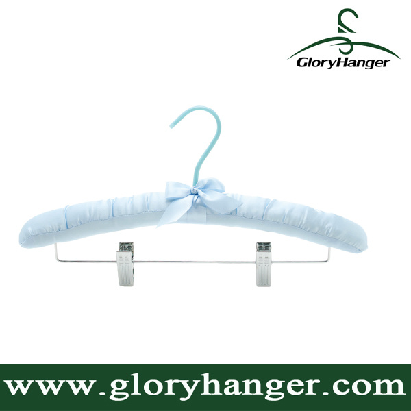 2016 Satin Padded Hanger with Flat Metal Clips