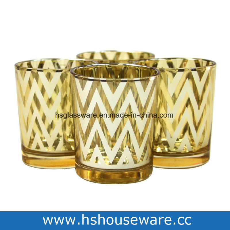 Golden Cylinder Glass Votive Candle Holder