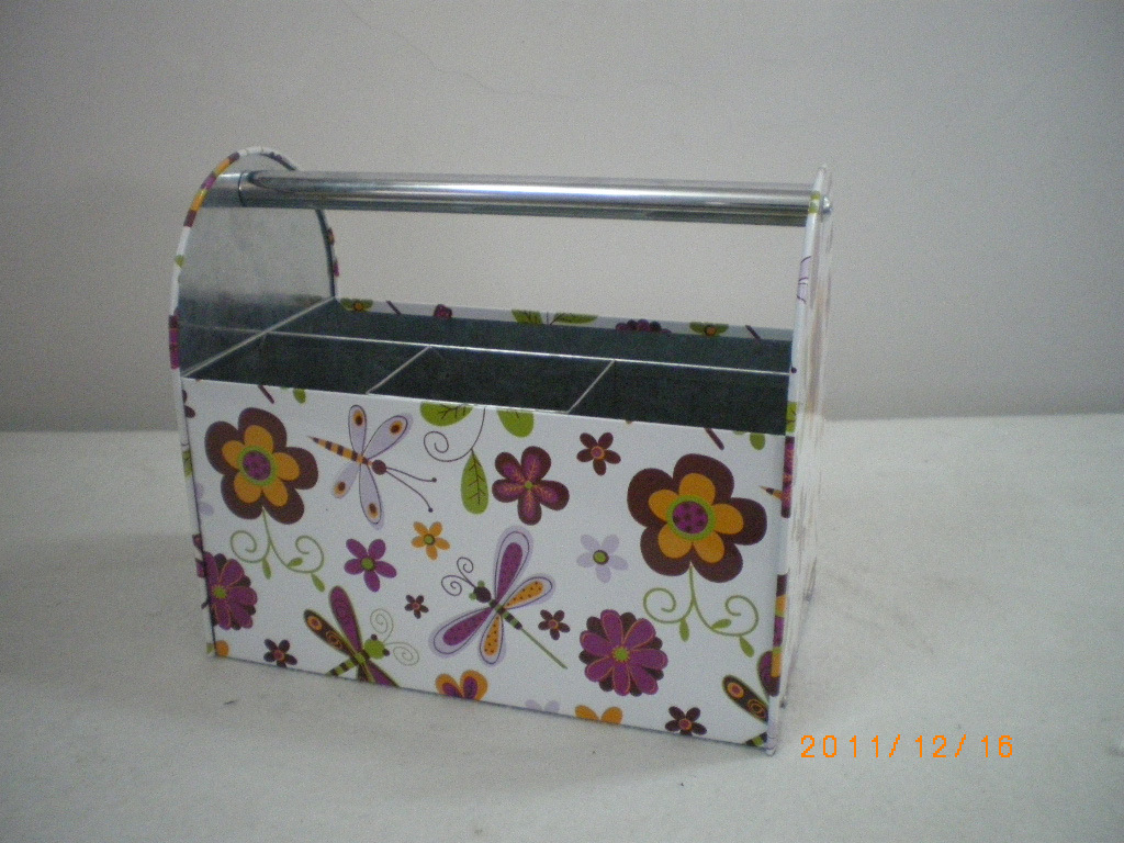 Metal 5 Compartment Utensil Holder Ice Bucket