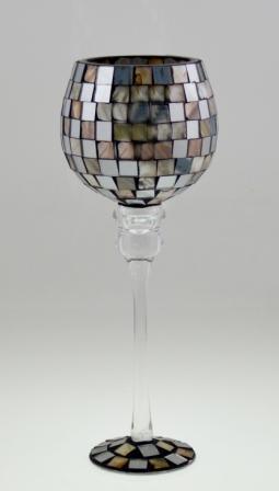 Wholesale LED Mosaic Wine Bottle Glass Candle Holder