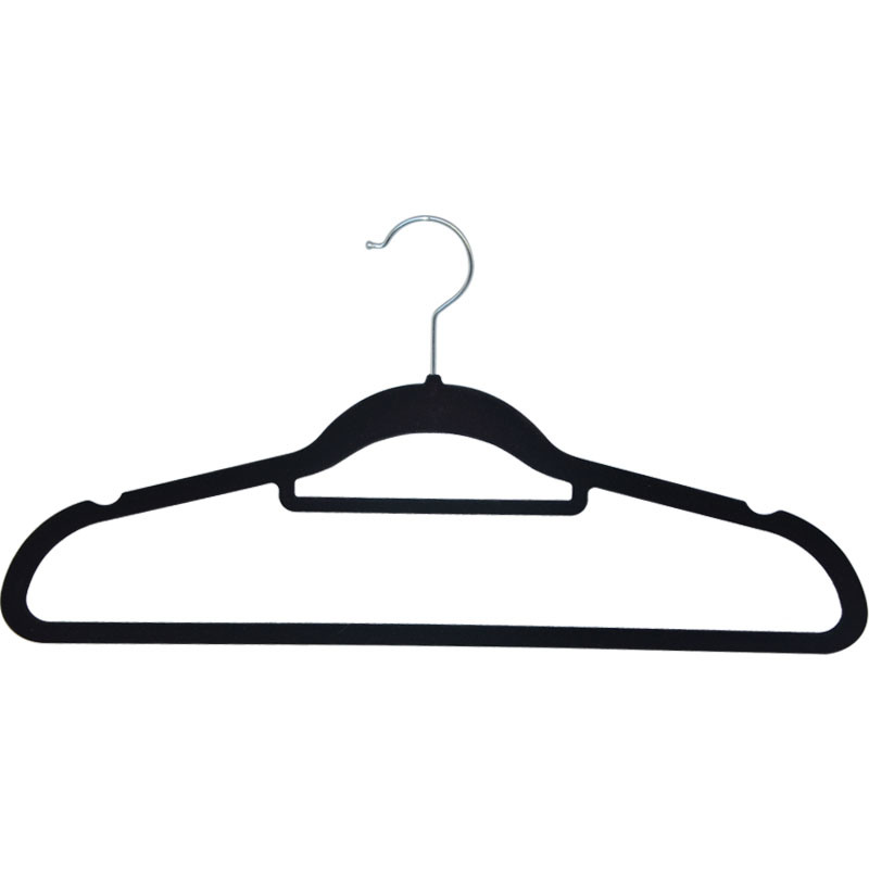 High Quality Thin and Flat Plastic Flocking Velvet Colorful Hangers