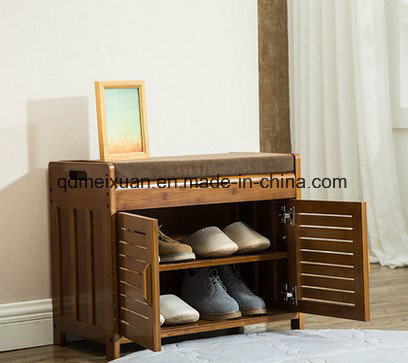 Contracted in Shoes Stool Nanzhu Wearing Wood Try Shoe Wear Shoes Stool Multi-Function Receive Storage Stool (M-X3558)