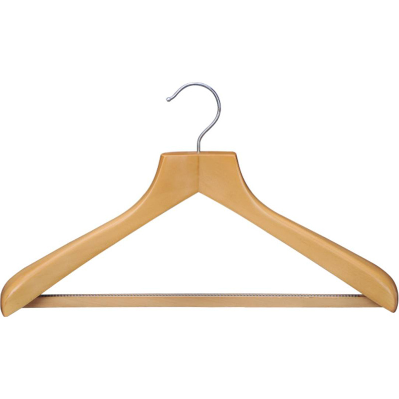 Straight Wooden Suit Hanger with Anti-Slip Bar