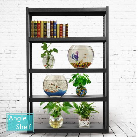 Black One Wood Board Angle Steel Shelf