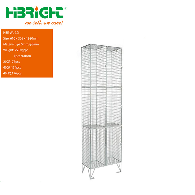 3 Floors Construction Site Zinc Galvanized Steel Mesh Locker