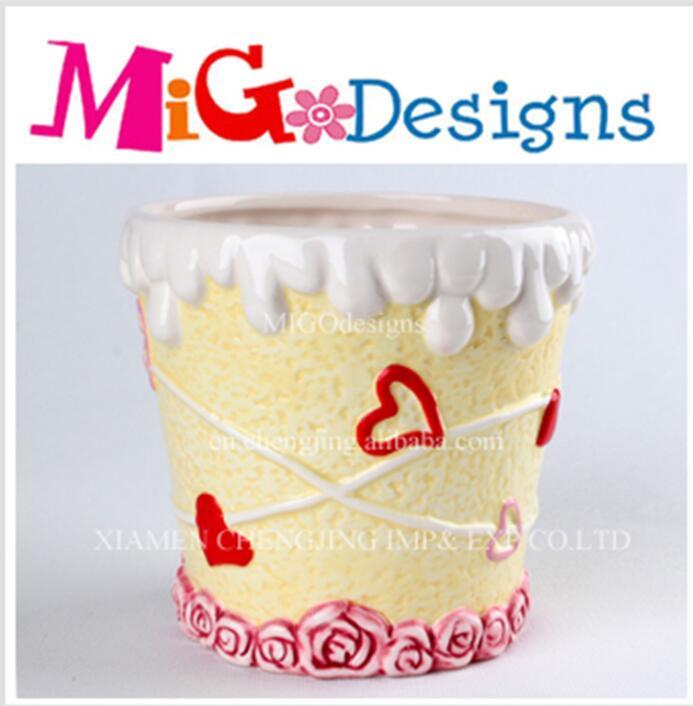 Icecream Mug Flower Decorated Ceramic Canister