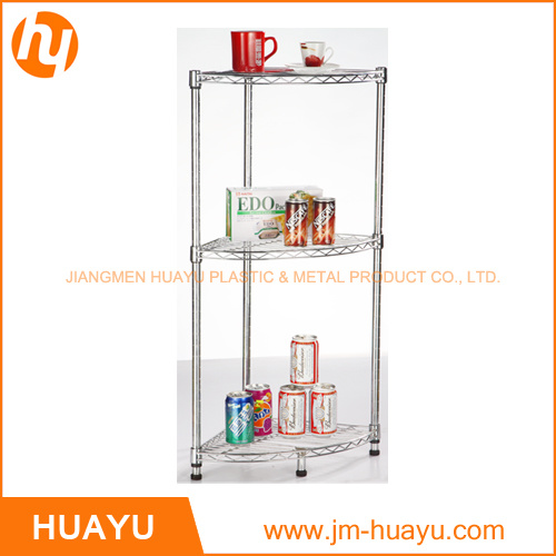 3 Tier Chrome Kitchenware Homeware Wire Storage, Bathroom Corner Rack, Corner Stand