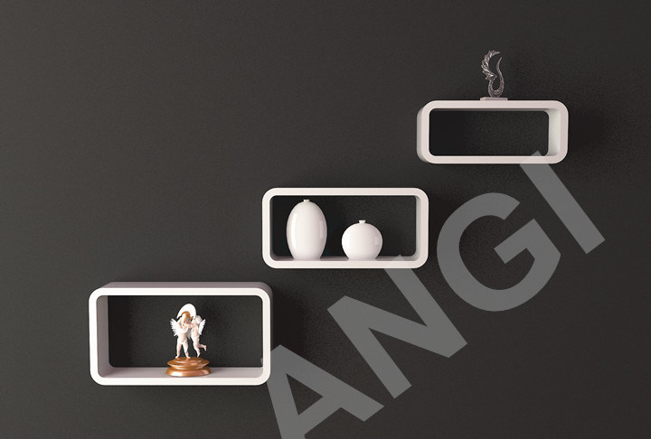 Angi Chequer Shape Rounded Edge Wall Shelf White