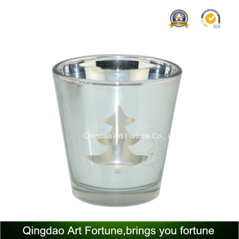 Laser Electroplating Glass Candle Holder for Christmas Decoration