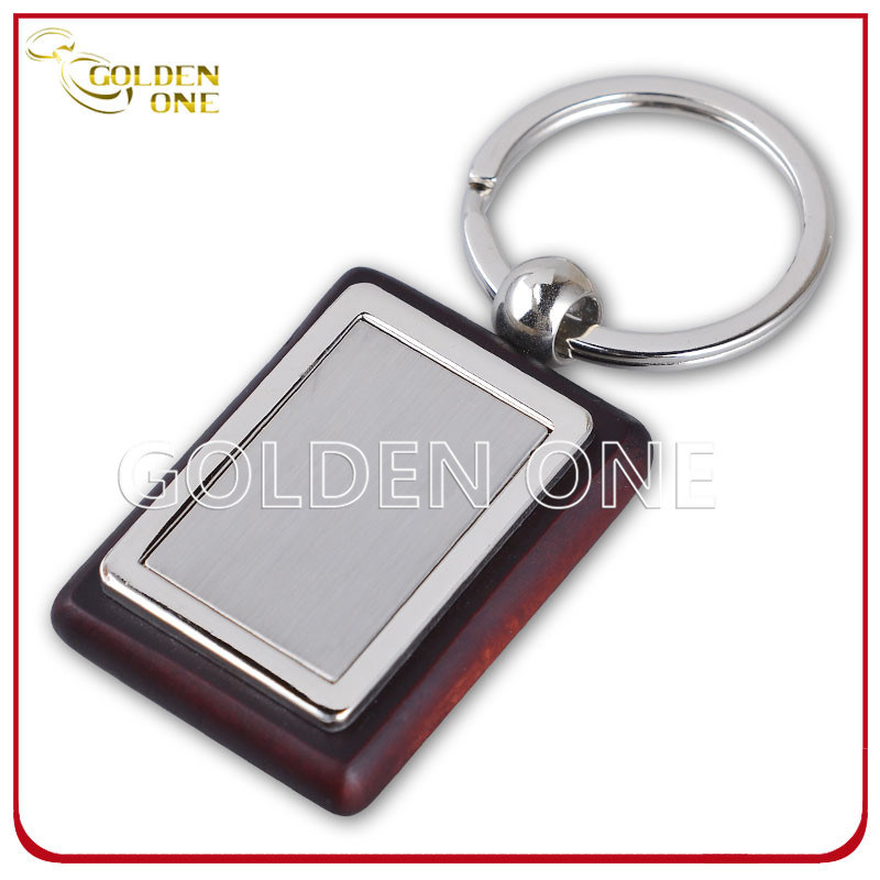 Custom Engrave Wooden Key Ring with Brushed Metal