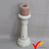 White Distressed Wooden Wedding Candelabra