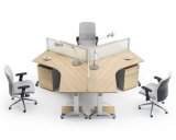 3 Person Wooden Office Workstation with Frosted Glass (SZ-WST615)
