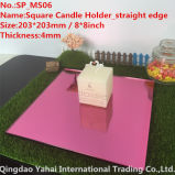 4mm Medium Square Pink Glass Candle Holder