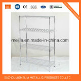 4 Tiers Inclined Chrome Display Wire Shelving Rack at Canton Fair Exhibition