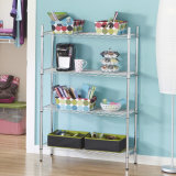 4-Layer Chrome Wire Shelving for Livingroom and Office
