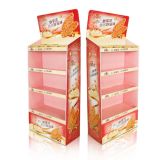 Products Display Shelf for Food, Customized 3tiered Cardboard Dumpbins Stand