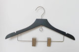 Black Wooden Suit Hangers Topsale with Clips