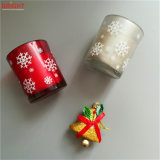 Color Sprayed Snow Laurel Perfumed Glass Jar Candle for Christmas