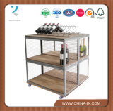 Dual Sided Display Unit on Castors with Double Wine Rack