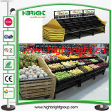 Supermarket Metal and Wooden Display Rack for Vegetables and Fruits