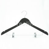 Hot Sale Rubber Coated Wooden Clothes Hanger with Clips (YW211-9314--NS)