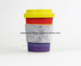 Reusable and Dishwasher Safe Biodegradable Bamboo Fiber Coffee Cup with Felt Sleeve