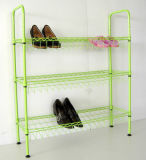 Color DIY 3 Shelf Steel Wire Shoe Storage Display Rack Organizer