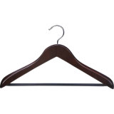 Hotel Wood Material Coat Hanger with Anti-Silp Rubber Tube