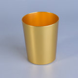 Metal Enclosed Brass Candle Jar Gold Color