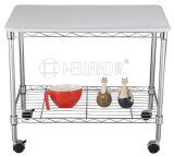 New Chrome Adjustable Living Room Metal Wire Rack with PU MDF Board (MDF603547B2C)
