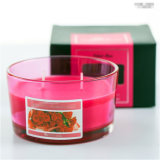 Three Wicks Giant Transparent Glass Container Candle with Sticker
