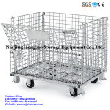 Foldable Metal Wire Mesh Storage Container with Casters