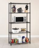 Multi-Purpose 5 Tiers Black Coated Light Duty Metal Kitchen Microwave Oven Wire Storage Rack