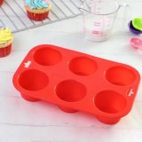 Eco-Friendly 6 Round Cavities Silicone Mold Cup Cake Moulds
