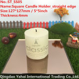 4mm Dark Brown Straight Edge Glass Mirror Candle Holder