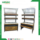 Supermarket Fruit and Vegetable Display Rack 3 Tiers with Mirror