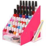 Pink & Clear Acrylic Nail Polish Organizer with Drawer and Holder Cup