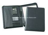 Black A4 Zip Executive Leather Portfolio with Logo Printed