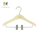 Natural Color Pine Wood Clip Coat Hanger for Womens Trouser